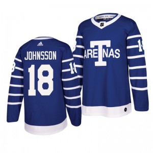 Men's Toronto Arenas Andreas Johnsson #18 Blue Throwback Authentic Pro Jersey - Sale