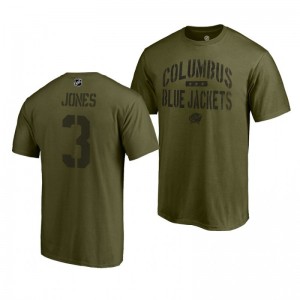 Seth Jones Blue Jackets Khaki Camo Collection Jungle T-Shirt - Sale