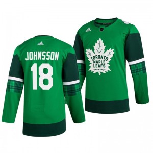 Maple Leafs Andreas Johnsson 2020 St. Patrick's Day Authentic Player Green Jersey - Sale