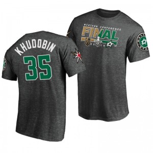 Stars Anton Khudobin Charcoal 2020 Stanley Cup Playoffs Western Conference Final Matchup Tee - Sale