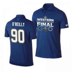 Ryan O'Reilly Blues 2019 Stanley Cup Western Conference Finals Matchup Polo Shirt Blue - Sale