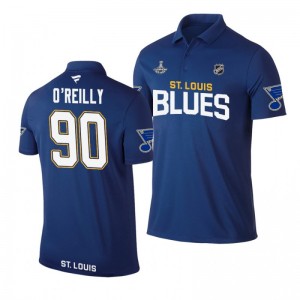 Blues 2019 Stanley Cup Champions Ryan O'Reilly Royal Team Wordmark Polo Shirt - Sale
