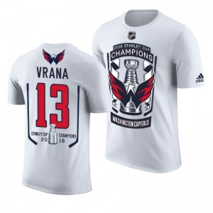 2018 Stanley Cup Champions Jakub Vrana Capitals White Men's T-Shirt - Sale