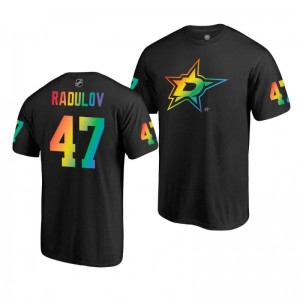 Alexander Radulov Stars 2019 Rainbow Pride Name and Number LGBT Black T-Shirt - Sale
