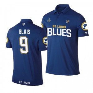 Blues 2019 Stanley Cup Final Name & Number Blue Sammy Blais Polo Shirt - Sale