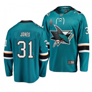 Sharks 2019 Stanley Cup Playoffs Martin Jones Breakaway Player Teal Jersey - Sale