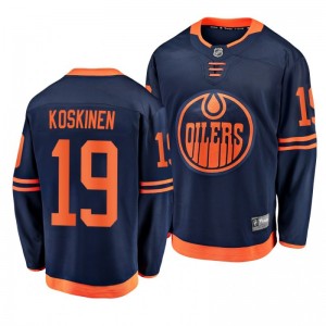 Oilers Mikko Koskinen #19 Navy 2019-20 Alternate Premier Breakaway Jersey - Sale