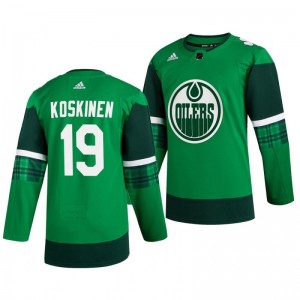 Oilers Mikko Koskinen 2020 St. Patrick's Day Authentic Player Green Jersey - Sale