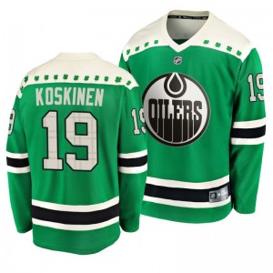 Oilers Mikko Koskinen 2020 St. Patrick's Day Replica Player Green Jersey - Sale