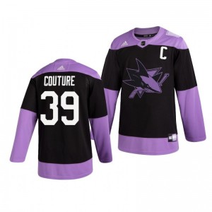 Logan Couture Sharks Black Hockey Fights Cancer Practice Jersey - Sale