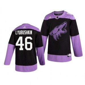 Ilya Lyubushkin Coyotes Black Hockey Fights Cancer Practice Jersey - Sale