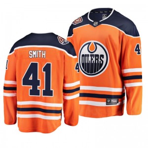 Oilers Mike Smith Breakaway Player Orange Home Jersey - Sale