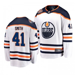 Oilers Mike Smith Breakaway Player White Away Jersey - Sale