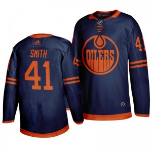 Oilers Mike Smith 2019-20 Alternate Third Authentic Jersey - Blue - Sale