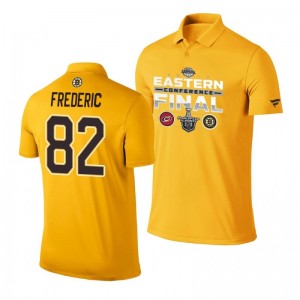 Trent Frederic Bruins 2019 Stanley Cup Eastern Conference Finals Matchup Gold Polo Shirt - Sale
