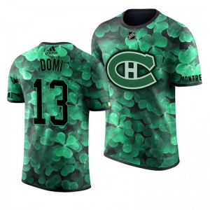 Canadiens Max Domi St. Patrick's Day Green Lucky Shamrock Adidas T-shirt - Sale