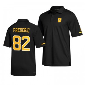 Bruins Trent Frederic Alternate Game Day Black Polo Shirt - Sale
