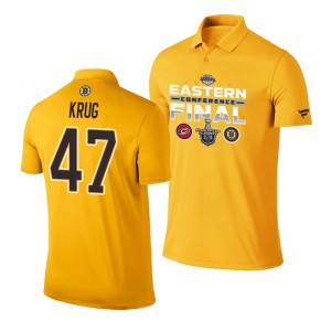 Torey Krug Bruins 2019 Stanley Cup Playoffs Eastern Conference Finals Matchup Gold Polo Shirt - Sale