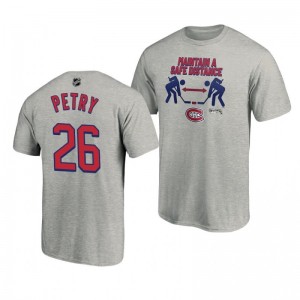 2020 Stanley Cup Playoffs Safe Distance Canadiens Jeff Petry Heather Gray T-Shirt - Sale