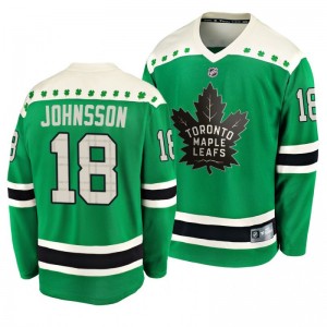 Maple Leafs Andreas Johnsson 2020 St. Patrick's Day Replica Player Green Jersey - Sale