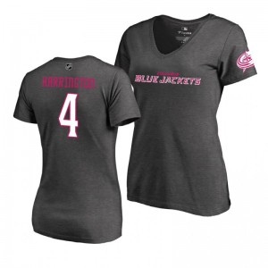 Mother's Day Pink Wordmark V-Neck Heather Gray T-Shirt Columbus Blue Jackets Scott Harrington - Sale