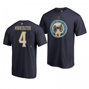 Blue Jackets Scott Harrington Navy Alternate Authentic Stack T-Shirt - Sale