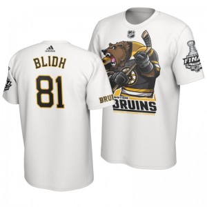 2019 Stanley Cup Final Bruins Anton Blidh Cartoon Mascot T-Shirt - White - Sale