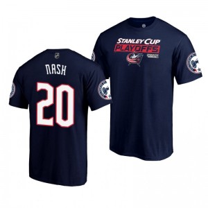 Blue Jackets Riley Nash 2019 Stanley Cup Playoffs Bound Body Checking T-Shirt Navy - Sale