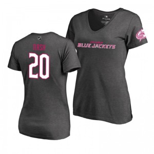 Mother's Day Pink Wordmark V-Neck Heather Gray T-Shirt Columbus Blue Jackets Riley Nash - Sale