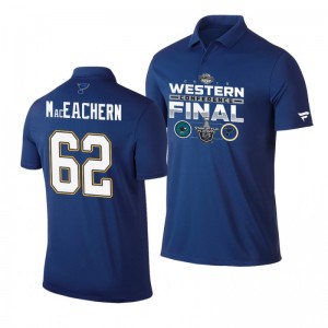 Mackenzie MacEachern Blues 2019 Stanley Cup Western Conference Finals Matchup Polo Shirt Blue - Sale
