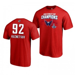 Evgeny Kuznetsov Capitals Men's 2018 Stanley Cup Champions Red District of Champions T-shirt - Sale