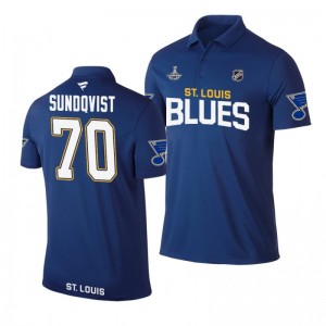 Blues 2019 Stanley Cup Champions Oskar Sundqvist Royal Team Wordmark Polo Shirt - Sale