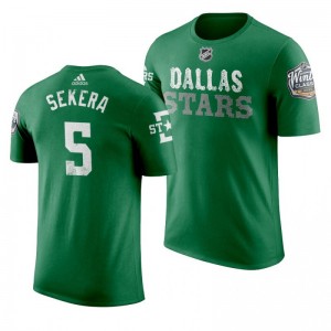 2020 Winter Classic Dallas Stars Andrej Sekera Green Team Logo T-Shirt - Sale