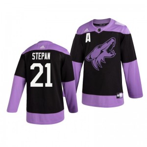 Derek Stepan Coyotes Black Hockey Fights Cancer Practice Jersey - Sale