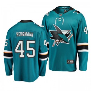 Sharks Lean Bergmann #45 Teal 2019 Rookie Tournament Home Jersey - Sale
