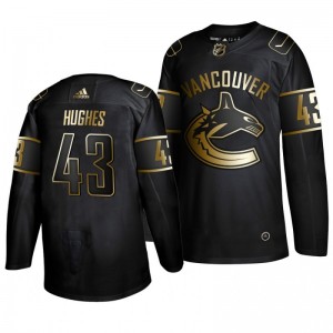 Quinn Hughes Canucks 2019 Golden Edition Authentic Adidas Jersey - Black - Sale