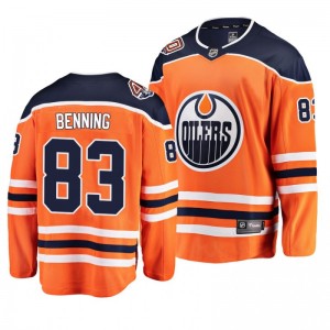 Oilers Matt Benning Orange 2019 Home Breakaway Player Jersey - Sale