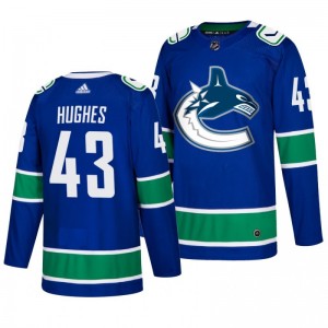 Quinn Hughes Canucks Authentic adidas Home Blue Jersey - Sale