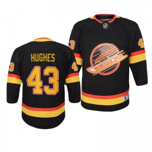 Quinn Hughes Vancouver Canucks 2019-20 Flying Skate Premier Black Throwback Jersey - Youth - Sale