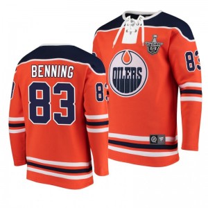 2020 Stanley Cup Playoffs Oilers Matt Benning Jersey Hoodie Orange - Sale