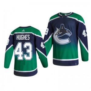 Quinn Hughes Canucks Reverse Retro Blue Authentic Jersey - Sale