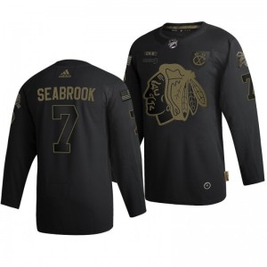 2020 Salute To Service Blackhawks Brent Seabrook Black Authentic Jersey - Sale