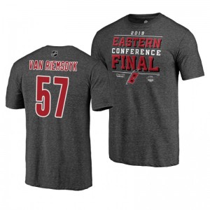 Hurricanes 2019 Stanley Cup Playoffs Trevor van Riemsdyk Eastern Conference Finals Gray T-Shirt - Sale