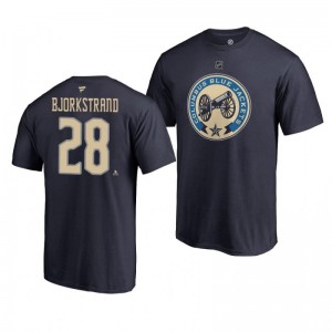 Blue Jackets Oliver Bjorkstrand Navy Alternate Authentic Stack T-Shirt - Sale