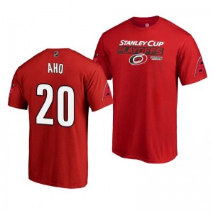 Hurricanes Sebastian Aho 2019 Stanley Cup Playoffs Bound Body Checking T-Shirt Red - Sale