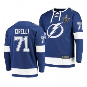 2020 Stanley Cup Playoffs Lightning Anthony Cirelli Jersey Hoodie Blue - Sale