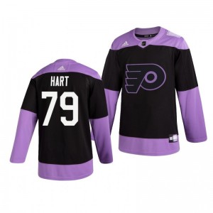 Carter Hart Flyers Black Hockey Fights Cancer Practice Jersey - Sale