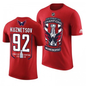 2018 Stanley Cup Champions Evgeny Kuznetsov Capitals Red Men's T-Shirt - Sale