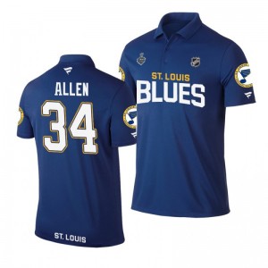 Blues 2019 Stanley Cup Final Name & Number Blue Jake Allen Polo Shirt - Sale