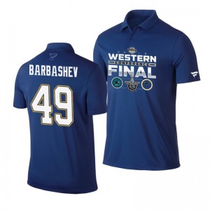 Ivan Barbashev Blues 2019 Stanley Cup Western Conference Finals Matchup Polo Shirt Blue - Sale